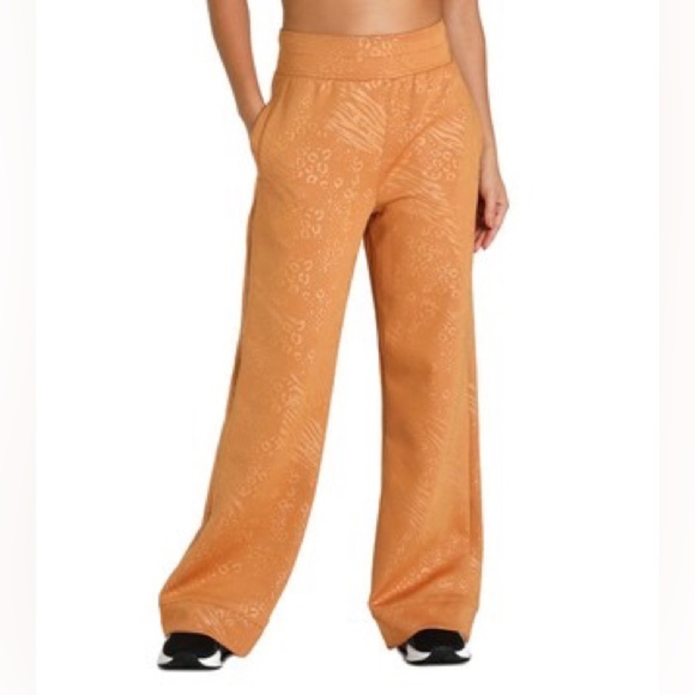 Puma Luxe Embossed Track Pants Wide Leg Size Small